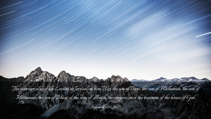 Picture 03 - Nehemiah 11:22 ASV Desktop Wallpaper - The overseer also of the Levites at Jerusalem was - Desktop Bible Verse Wallpaper