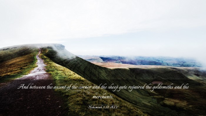 Picture 03 - Nehemiah 3:32 ASV Desktop Wallpaper - And between the ascent of the corner and the - Desktop Bible Verse Wallpaper