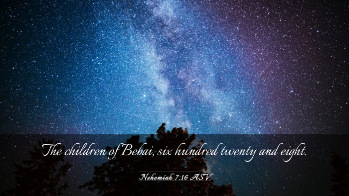 Picture 03 - Nehemiah 7:16 ASV Desktop Wallpaper - The children of Bebai, six hundred twenty and - Desktop Bible Verse Wallpaper