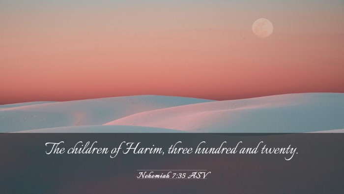 Picture 03 - Nehemiah 7:35 ASV Desktop Wallpaper - The children of Harim, three hundred and - Desktop Bible Verse Wallpaper