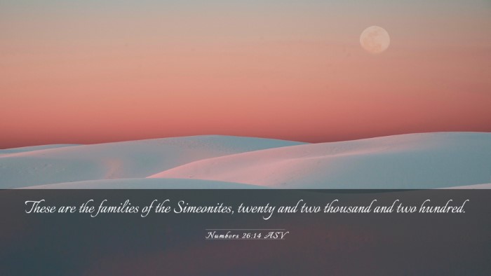 Picture 03 - Numbers 26:14 ASV Desktop Wallpaper - These are the families of the Simeonites, twenty - Desktop Bible Verse Wallpaper