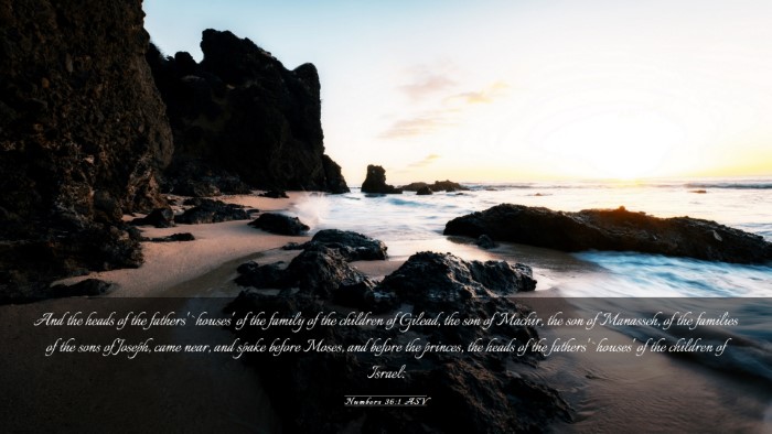 Picture 03 - Numbers 36:1 ASV Desktop Wallpaper - And the heads of the fathers' `houses' of the - Desktop Bible Verse Wallpaper