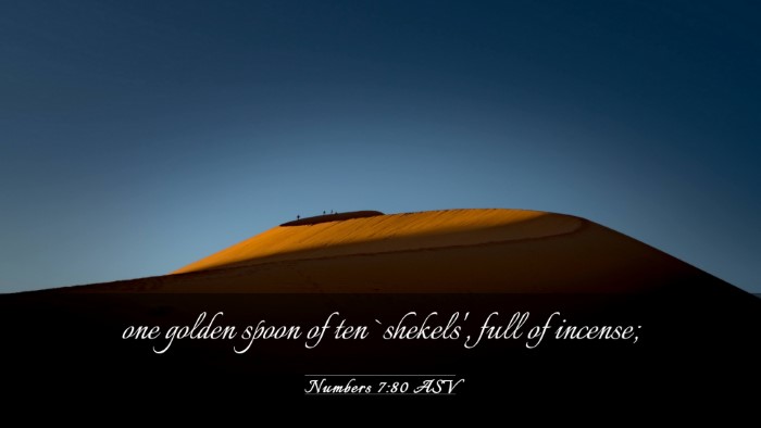 Picture 03 - Numbers 7:80 ASV Desktop Wallpaper - one golden spoon of ten `shekels', full of - Desktop Bible Verse Wallpaper