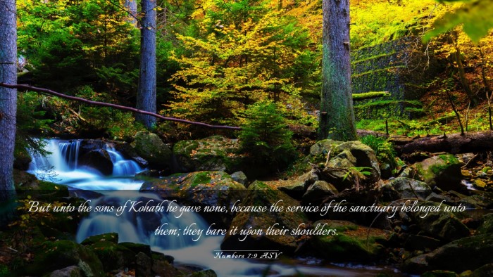Picture 03 - Numbers 7:9 ASV Desktop Wallpaper - But unto the sons of Kohath he gave none, because - Desktop Bible Verse Wallpaper