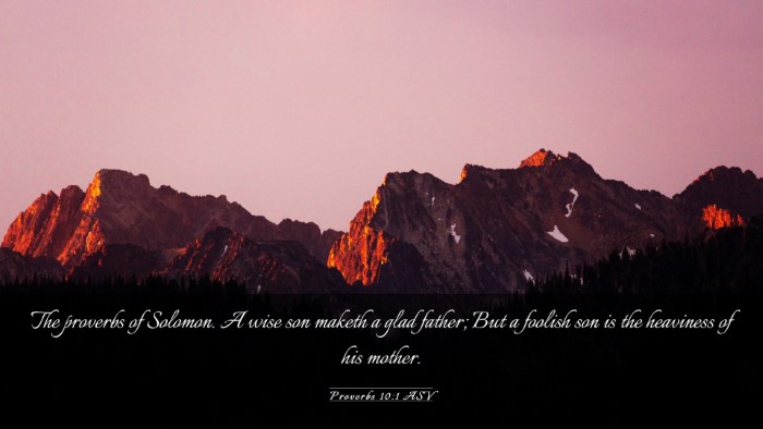 Picture 03 - Proverbs 10:1 ASV Desktop Wallpaper - The proverbs of Solomon. A wise son maketh a glad - Desktop Bible Verse Wallpaper
