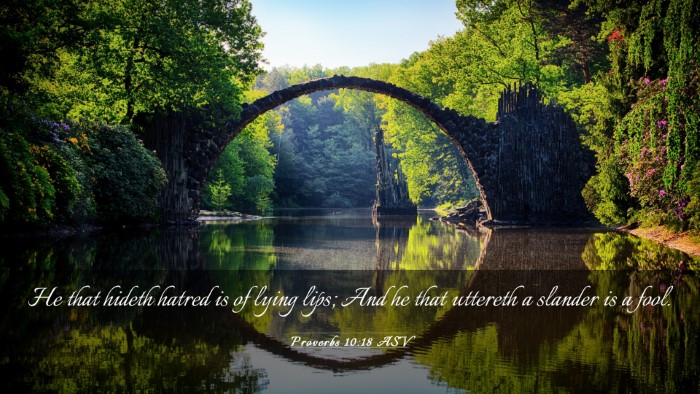 Picture 03 - Proverbs 10:18 ASV Desktop Wallpaper - He that hideth hatred is of lying lips; And he - Desktop Bible Verse Wallpaper