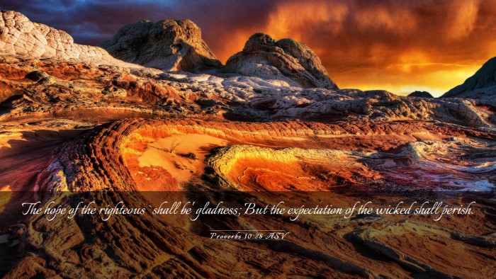 Picture 03 - Proverbs 10:28 ASV Desktop Wallpaper - The hope of the righteous `shall be' gladness; - Desktop Bible Verse Wallpaper