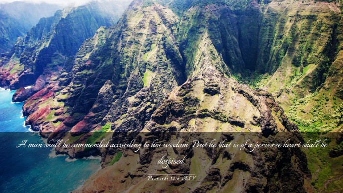 Picture 03 - Proverbs 12:8 ASV Desktop Wallpaper - A man shall be commended according to his wisdom; - Desktop Bible Verse Wallpaper