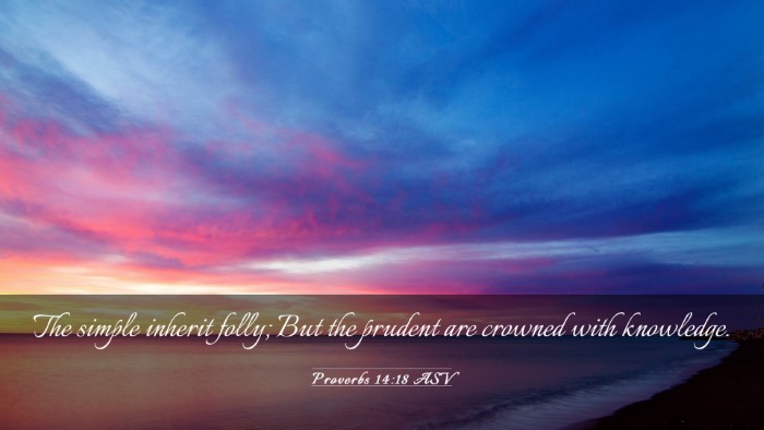 Picture 03 - Proverbs 14:18 ASV Desktop Wallpaper - The simple inherit folly; But the prudent are - Desktop Bible Verse Wallpaper