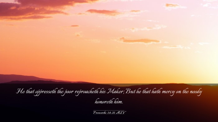 Picture 03 - Proverbs 14:31 ASV Desktop Wallpaper - He that oppresseth the poor reproacheth his - Desktop Bible Verse Wallpaper