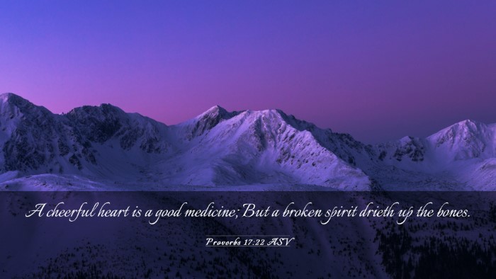 Picture 03 - Proverbs 17:22 ASV Desktop Wallpaper - A cheerful heart is a good medicine; But a broken - Desktop Bible Verse Wallpaper