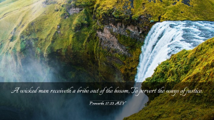 Picture 03 - Proverbs 17:23 ASV Desktop Wallpaper - A wicked man receiveth a bribe out of the bosom, - Desktop Bible Verse Wallpaper