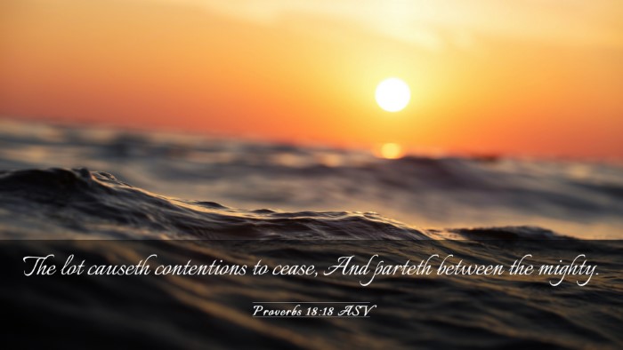 Picture 03 - Proverbs 18:18 ASV Desktop Wallpaper - The lot causeth contentions to cease, And parteth - Desktop Bible Verse Wallpaper