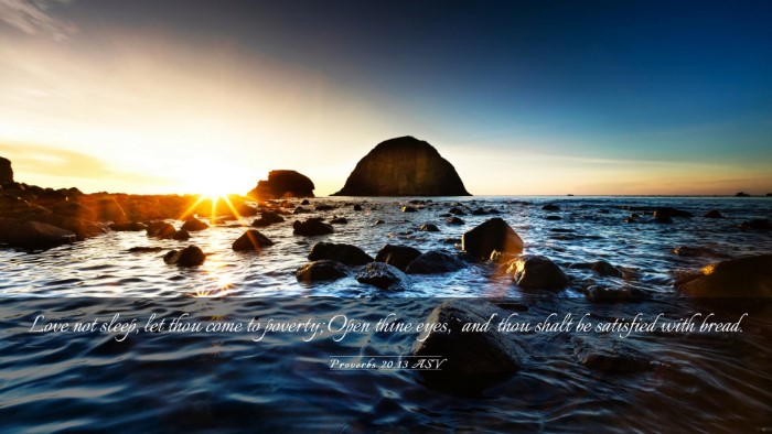 Picture 03 - Proverbs 20:13 ASV Desktop Wallpaper - Love not sleep, let thou come to poverty; Open - Desktop Bible Verse Wallpaper