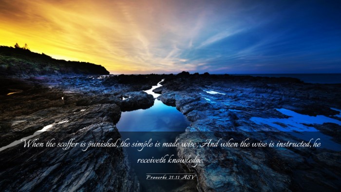 Picture 03 - Proverbs 21:11 ASV Desktop Wallpaper - When the scoffer is punished, the simple is made - Desktop Bible Verse Wallpaper
