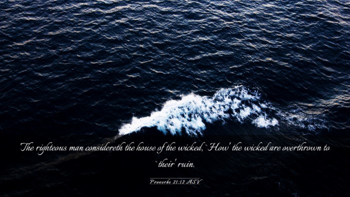 Picture 03 - Proverbs 21:12 ASV Desktop Wallpaper - The righteous man considereth the house of the - Desktop Bible Verse Wallpaper