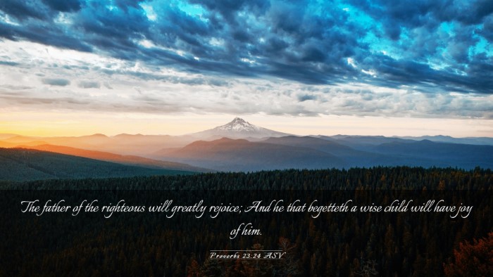Picture 03 - Proverbs 23:24 ASV Desktop Wallpaper - The father of the righteous will greatly rejoice; - Desktop Bible Verse Wallpaper