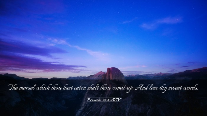 Picture 03 - Proverbs 23:8 ASV Desktop Wallpaper - The morsel which thou hast eaten shalt thou vomit - Desktop Bible Verse Wallpaper