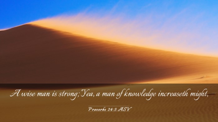 Picture 03 - Proverbs 24:5 ASV Desktop Wallpaper - A wise man is strong; Yea, a man of knowledge - Desktop Bible Verse Wallpaper