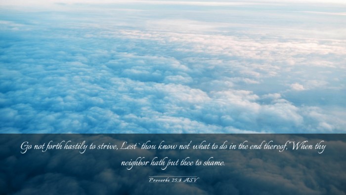 Picture 03 - Proverbs 25:8 ASV Desktop Wallpaper - Go not forth hastily to strive, Lest `thou know - Desktop Bible Verse Wallpaper