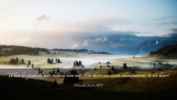 Picture 03 - Proverbs 26:25 ASV Desktop Wallpaper - When he speaketh fair, believe him not; For there - Desktop Bible Verse Wallpaper