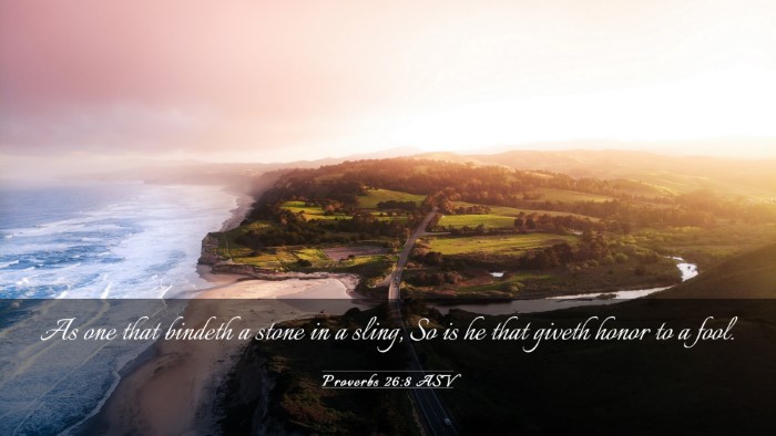 Picture 03 - Proverbs 26:8 ASV Desktop Wallpaper - As one that bindeth a stone in a sling, So is he - Desktop Bible Verse Wallpaper