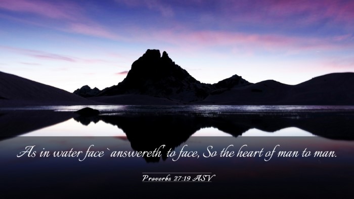 Picture 03 - Proverbs 27:19 ASV Desktop Wallpaper - As in water face `answereth' to face, So the - Desktop Bible Verse Wallpaper