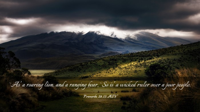 Picture 03 - Proverbs 28:15 ASV Desktop Wallpaper - `As' a roaring lion, and a ranging bear, `So is' - Desktop Bible Verse Wallpaper