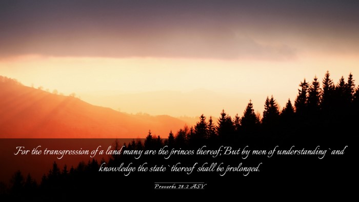 Picture 03 - Proverbs 28:2 ASV Desktop Wallpaper - For the transgression of a land many are the - Desktop Bible Verse Wallpaper