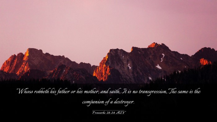 Picture 03 - Proverbs 28:24 ASV Desktop Wallpaper - Whoso robbeth his father or his mother, and - Desktop Bible Verse Wallpaper