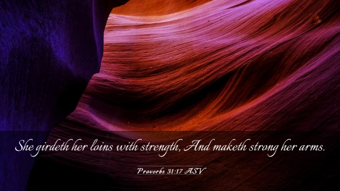 Picture 03 - Proverbs 31:17 ASV Desktop Wallpaper - She girdeth her loins with strength, And maketh - Desktop Bible Verse Wallpaper