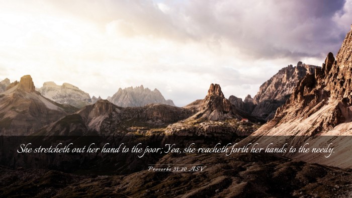 Picture 03 - Proverbs 31:20 ASV Desktop Wallpaper - She stretcheth out her hand to the poor; Yea, she - Desktop Bible Verse Wallpaper