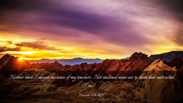 Picture 03 - Proverbs 5:13 ASV Desktop Wallpaper - Neither have I obeyed the voice of my teachers, - Desktop Bible Verse Wallpaper