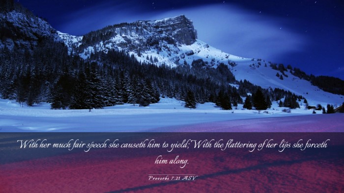 Picture 03 - Proverbs 7:21 ASV Desktop Wallpaper - With her much fair speech she causeth him to - Desktop Bible Verse Wallpaper