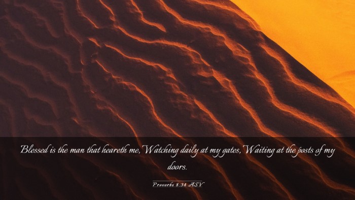 Picture 03 - Proverbs 8:34 ASV Desktop Wallpaper - Blessed is the man that heareth me, Watching - Desktop Bible Verse Wallpaper