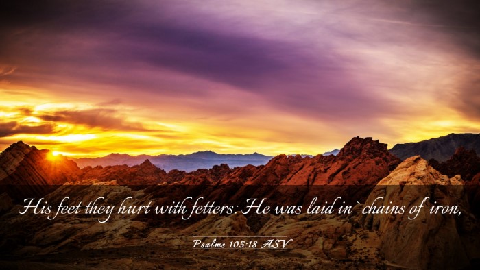 Picture 03 - Psalms 105:18 ASV Desktop Wallpaper - His feet they hurt with fetters: He was laid in - Desktop Bible Verse Wallpaper