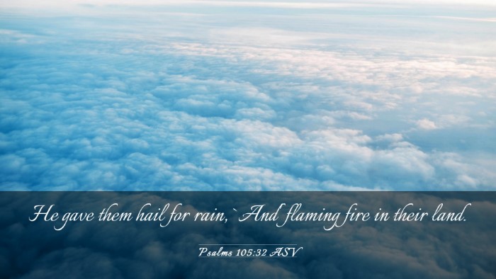 Picture 03 - Psalms 105:32 ASV Desktop Wallpaper - He gave them hail for rain, `And' flaming fire in - Desktop Bible Verse Wallpaper