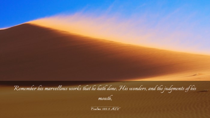 Picture 03 - Psalms 105:5 ASV Desktop Wallpaper - Remember his marvellous works that he hath done, - Desktop Bible Verse Wallpaper