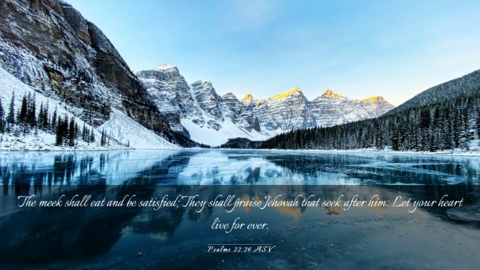 Picture 03 - Psalms 22:26 ASV Desktop Wallpaper - The meek shall eat and be satisfied; They shall - Desktop Bible Verse Wallpaper