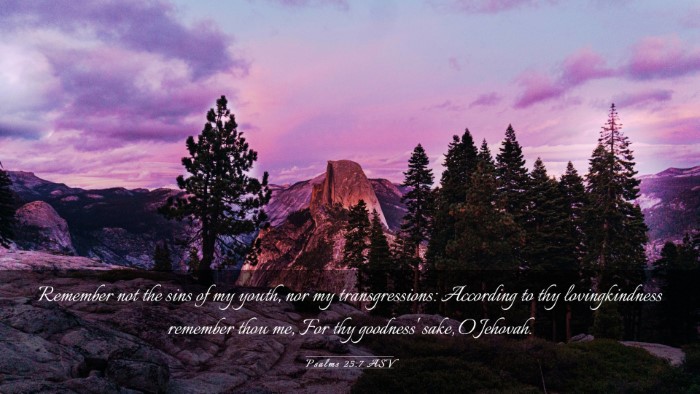 Picture 03 - Psalms 25:7 ASV Desktop Wallpaper - Remember not the sins of my youth, nor my - Desktop Bible Verse Wallpaper