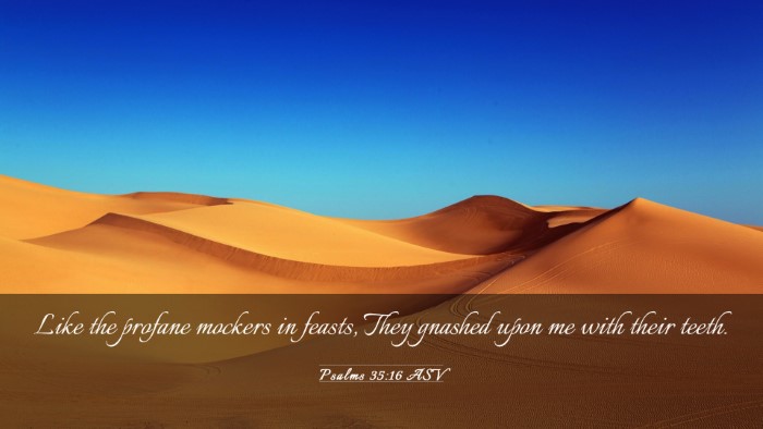 Picture 03 - Psalms 35:16 ASV Desktop Wallpaper - Like the profane mockers in feasts, They gnashed - Desktop Bible Verse Wallpaper