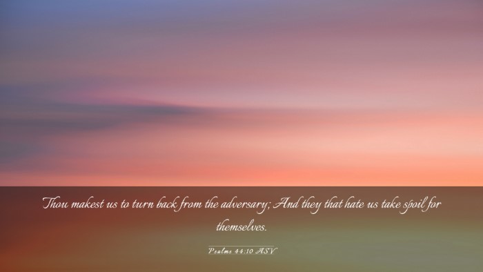 Picture 03 - Psalms 44:10 ASV Desktop Wallpaper - Thou makest us to turn back from the adversary; - Desktop Bible Verse Wallpaper