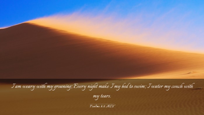 Picture 03 - Psalms 6:6 ASV Desktop Wallpaper - I am weary with my groaning; Every night make I - Desktop Bible Verse Wallpaper