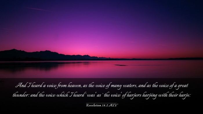 Picture 03 - Revelation 14:2 ASV Desktop Wallpaper - And I heard a voice from heaven, as the voice of - Desktop Bible Verse Wallpaper