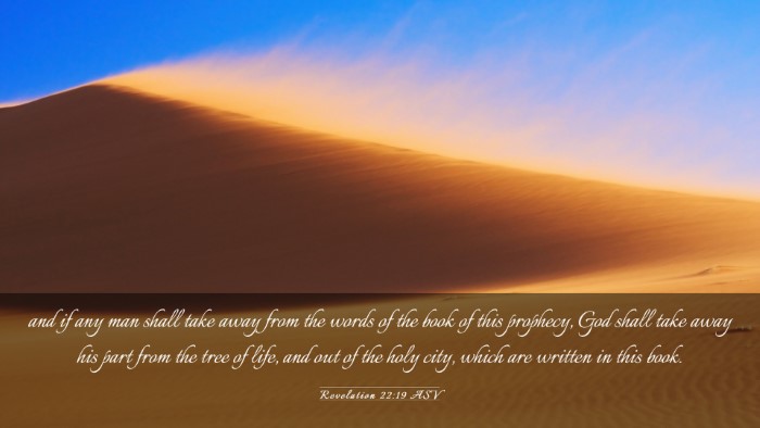 Picture 03 - Revelation 22:19 ASV Desktop Wallpaper - and if any man shall take away from the words of - Desktop Bible Verse Wallpaper