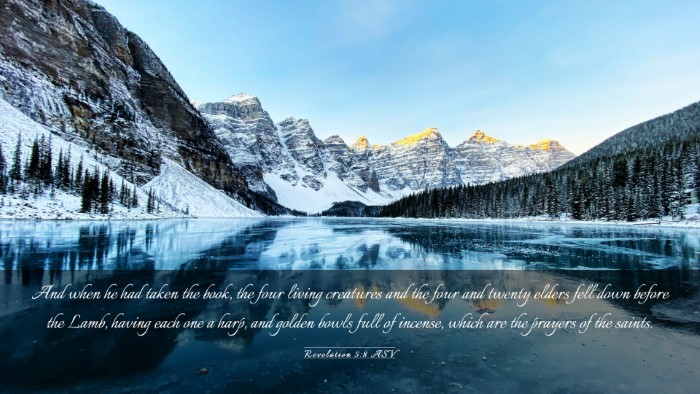 Picture 03 - Revelation 5:8 ASV Desktop Wallpaper - And when he had taken the book, the four living - Desktop Bible Verse Wallpaper