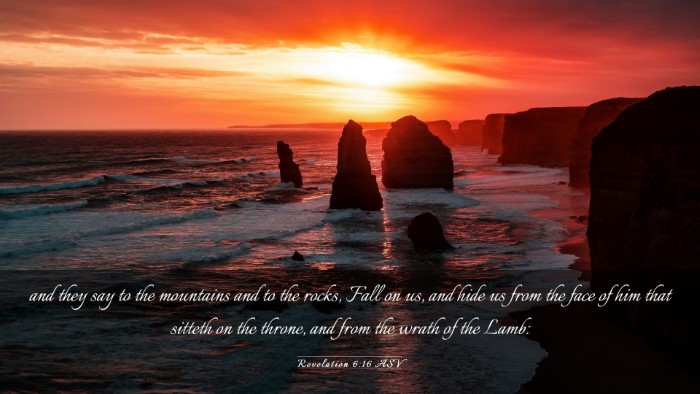 Picture 03 - Revelation 6:16 ASV Desktop Wallpaper - and they say to the mountains and to the rocks, - Desktop Bible Verse Wallpaper