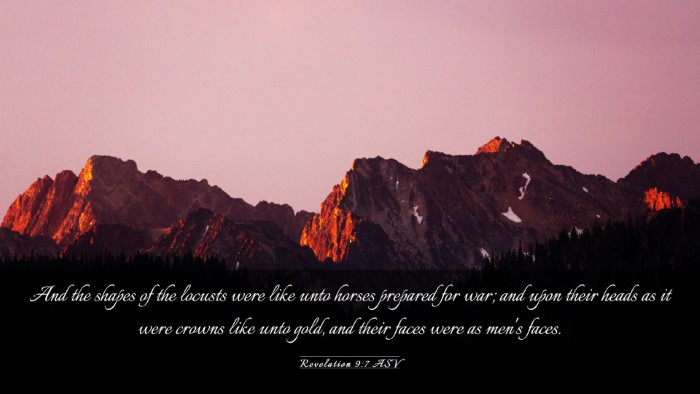 Picture 03 - Revelation 9:7 ASV Desktop Wallpaper - And the shapes of the locusts were like unto - Desktop Bible Verse Wallpaper