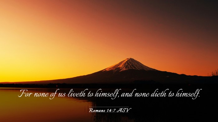 Picture 03 - Romans 14:7 ASV Desktop Wallpaper - For none of us liveth to himself, and none dieth - Desktop Bible Verse Wallpaper