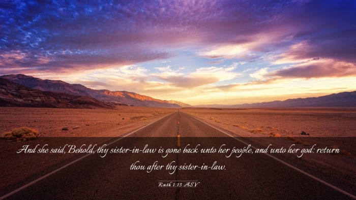 Picture 03 - Ruth 1:15 ASV Desktop Wallpaper - And she said, Behold, thy sister-in-law is gone - Desktop Bible Verse Wallpaper